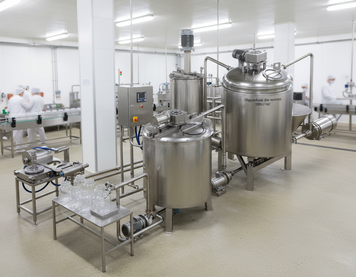 Вакуумная линия для майонеза 1000 кг/час автоматизированная